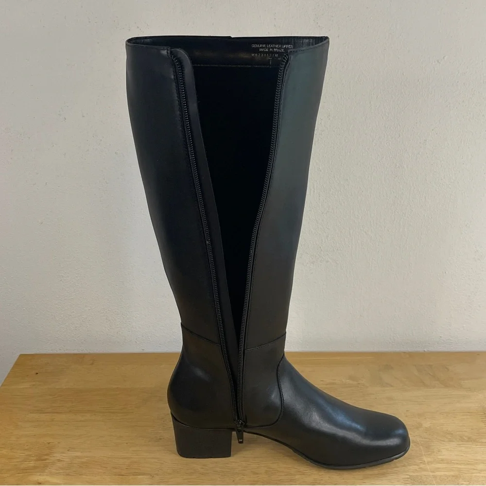Elites Women's Walking Cradles Black Leather Knee-High Boots Size 7.5N (NWT)